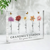 "Love Grows Here" Custom Grandma‘s Garden Beautiful Birth Month Flower Acrylic Block