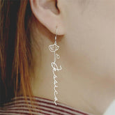 Custom Name Earrings with Birth Flower