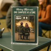 3D Effect Custom Sitting Camping Couple Figurine Toy Box Acrylic Block