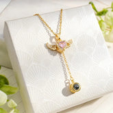 Custom Photo Projection Cupid Heart Necklace with Angel Wings