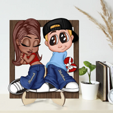 Y2K Couple Framed Custom 2-Layer Wooden Plaque