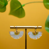 Sunlit Petals Earrings Artisan Half Daisy Resin Design