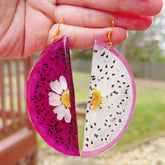 Handmade Dried Dragonfruit Resin Earrings