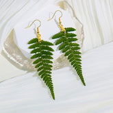 Evergreen Beauty Pressed Real Fern Leaf Resin Earrings