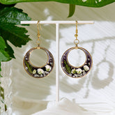 Botanical Crescent Hoop Earrings with Real Pressed Flowers