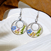 Nature’s Halo Earrings Handmade Dried Flower Resin Hoops