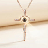 Personalized Cross Photo Projection Necklace – 925 Sterling Silver