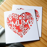 MUM Heart Cutout Greeting Card Happy Mother's Day Card
