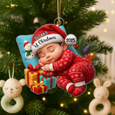 Custom Sleeping Baby's 1st Christmas Acrylic Ornament