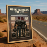 "Riding Partners For Life” 3D Effect Custom Couple Figurine Canvas/ Framed Poster/Poster