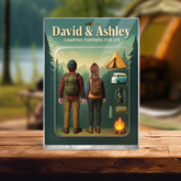 3D Effect Custom Camping Couple Figurine Toy Box Style Acrylic Block Plaque