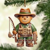 Personalized 3D Effect Fisherman Christmas Acrylic Ornament