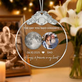 The Day You Said Goodbye Custom Photo Moon Phase Glass Ornament With Silver Cap - Heartwarming Memorial Sympathy Gift