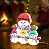 3D Effect Heartwarming Christmas Grandma Grandkids Snowman Together - Personalized Light Box