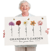”Love Grows Here" Custom Grandma‘s Garden Birth Month Flower Canvas/Framed Poster/Poster