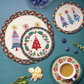 Handmade Round Christmas Jute Placemats Artisan Holiday Table Decor