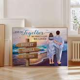 " You Will Forever Be My Always' Custom Couple Walking On The Beach Watercolor Style Canvas/Framed Poster/ Poster