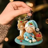 Baby's 1st Christmas Ornament – Custom Cute Elf & Reindeer Acrylic Ornament