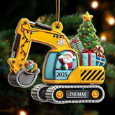 Excavator Construction Cute Santa Clause Custom Christmas 2025 Acrylic Ornament