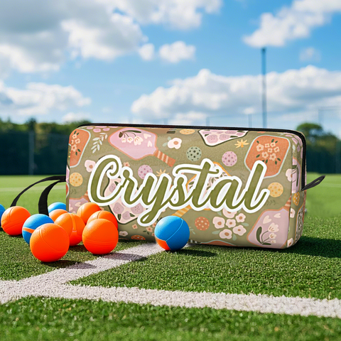 Custom Name Pickleball Bag with Retro Floral Design