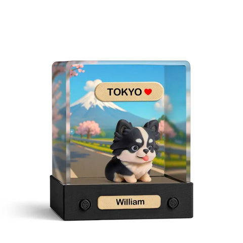 Custom 3D Mini Figure from Photo with Personalized Background & Acrylic Display Box