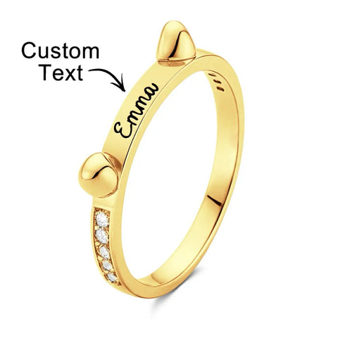 Custom Cat-Shaped Ring with Engraved Name