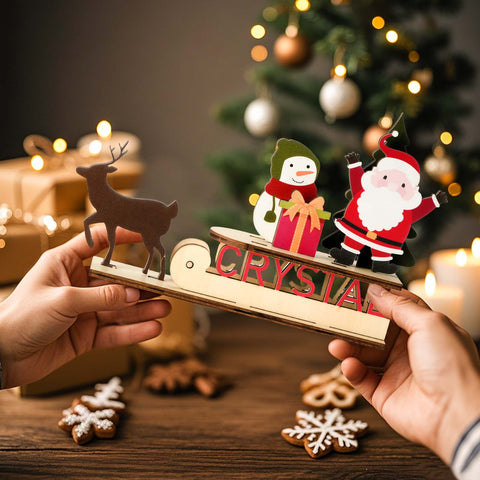 Personalized Christmas Sleigh Wooden Desk Plaque with Name