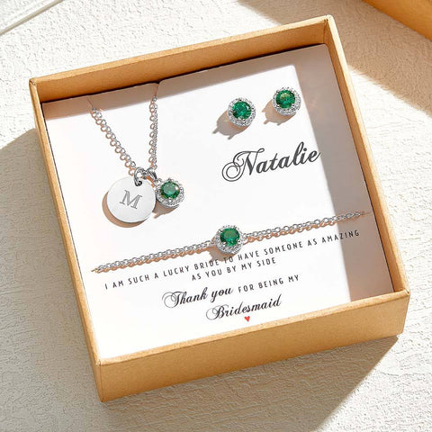 Personalized Earrings Bracelet Necklace Jewelry Set