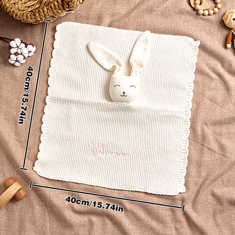 Custom Name Baby Bunny Soothing Towel Personalized Comfort Toy for Newborns