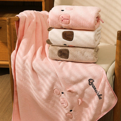 Personalized Bath Wrap for Her Cute Soft Towel with Name Embroidery