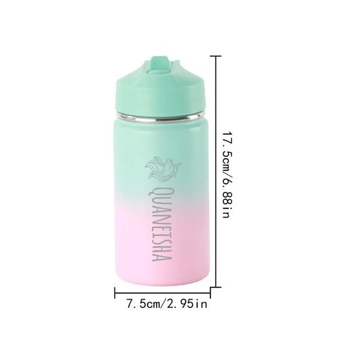Gradient Color 12oz Water Bottle with Custom Name for Kids