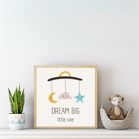 Dream Big Little One Framed Print Canvas Wall Art for Kids' Room