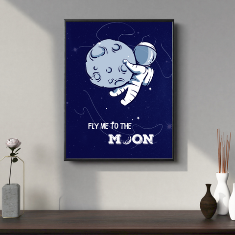 Fly Me to the Moon Astronaut Framed Print for Kids’ Room