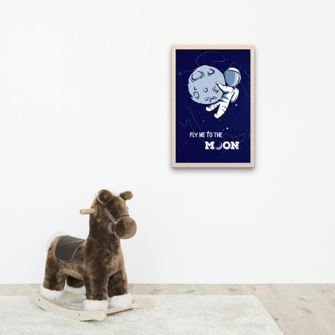Fly Me to the Moon Astronaut Framed Print for Kids’ Room