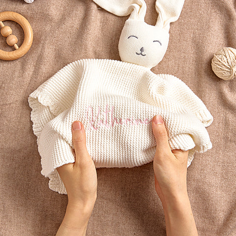 Custom Name Baby Bunny Soothing Towel Personalized Comfort Toy for Newborns