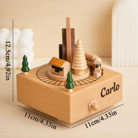 Custom Wooden Train Tunnel Music Box – A Personalized Birthday Keepsake for Kids