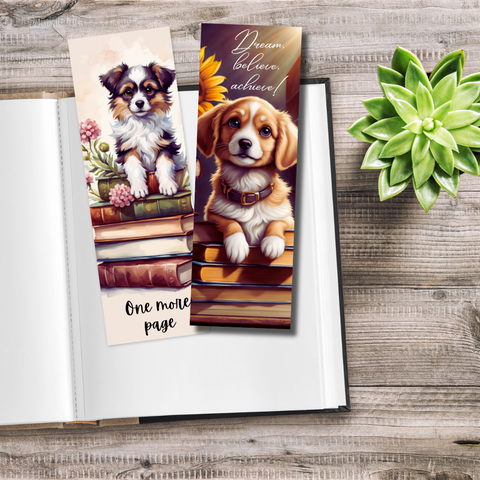 New Day, New Chapter Cute Dog Inspirational Bookmark Set