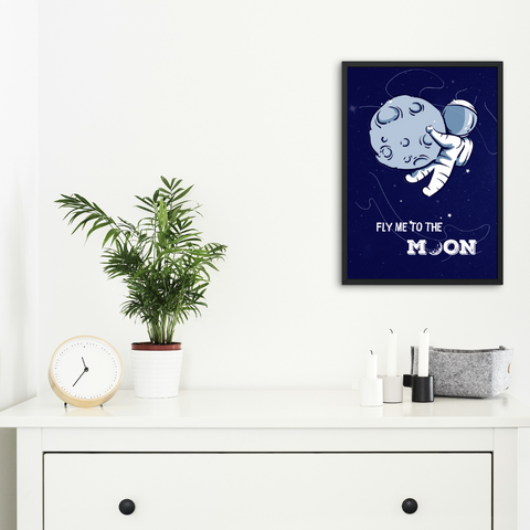 Fly Me to the Moon Astronaut Poster for Kid's Room