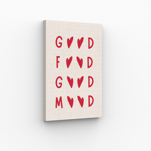 Good Food Good Mood Minimalist Heart Framed Poster Canvas Wall Art