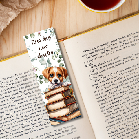 New Day, New Chapter Cute Dog Inspirational Bookmark Set