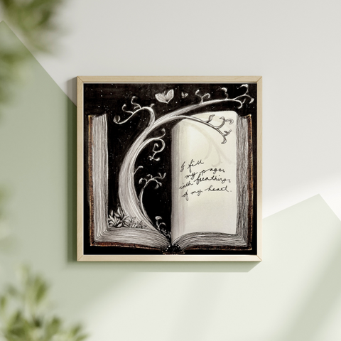 Fill My Pages with My Heart Inspirational Book Art Square Poster with Frame