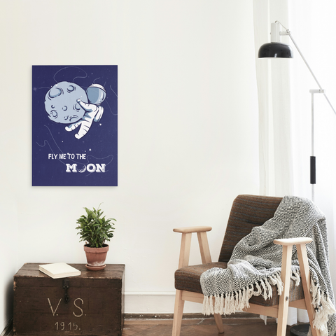 Fly Me to the Moon Astronaut Framed Print for Kids’ Room
