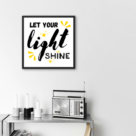 Let Your Light Shine Inspirational Framed Print Canvas Wall Art
