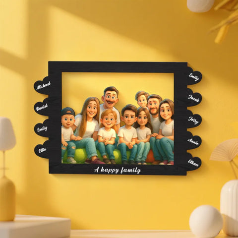 Personalized Cartoon Style Heart-Shaped Name Photo Frame