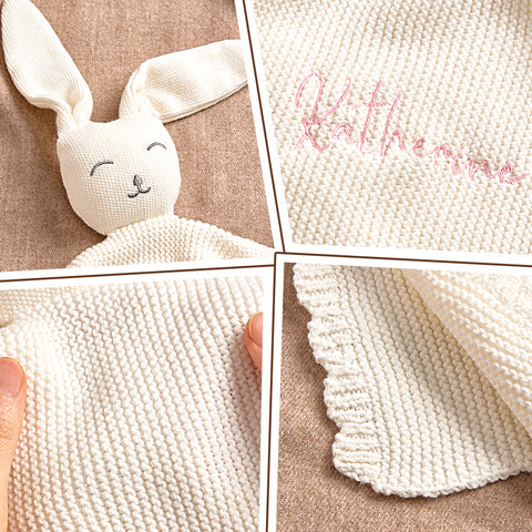 Custom Name Baby Bunny Soothing Towel Personalized Comfort Toy for Newborns