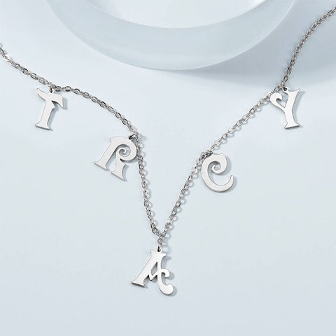 Personalized Letter Initials Silver Necklace