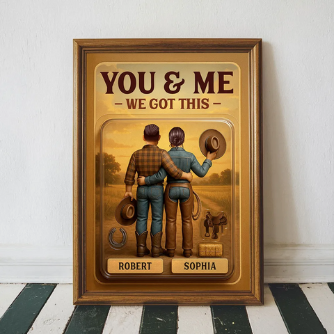 "God Blessed The Broken Road" 3D Effect Custom Couple Figurine Canvas Print/Framed Poster/Poster 