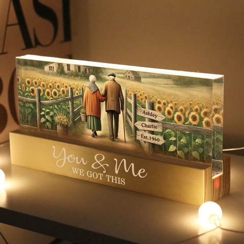 Old Couple Growing Old Together Custom Acrylic Block LED Night Light