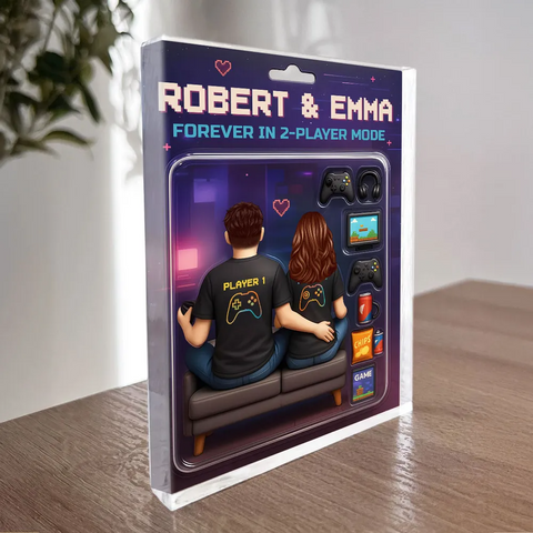 3D Effect Action Figure Toy Box Style Custom Game Players Couple Acrylic Block 