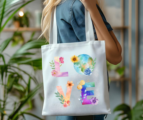 Floral Love Eco-Friendly Canvas Tote Bag